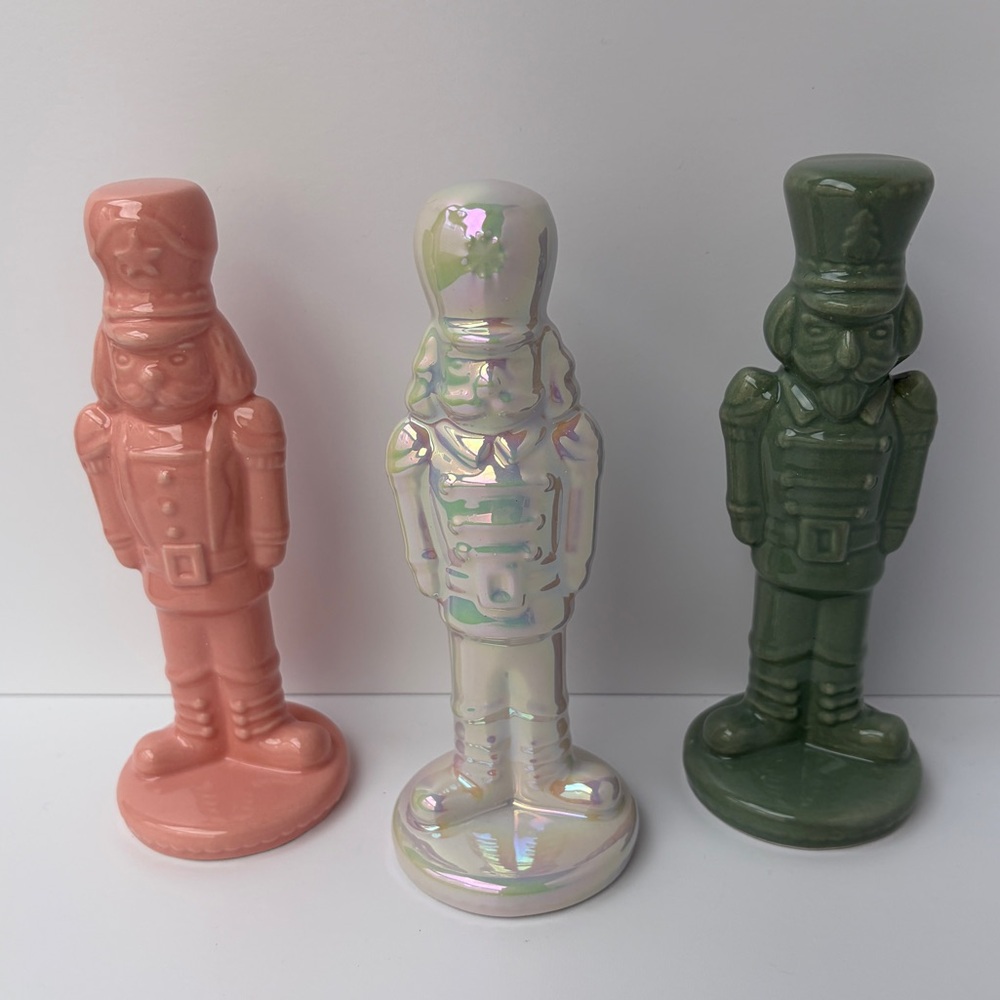 Target Dollar Spot Set of 3 Iridescent Ceramic Nutcrackers Bullseyes Playground‎